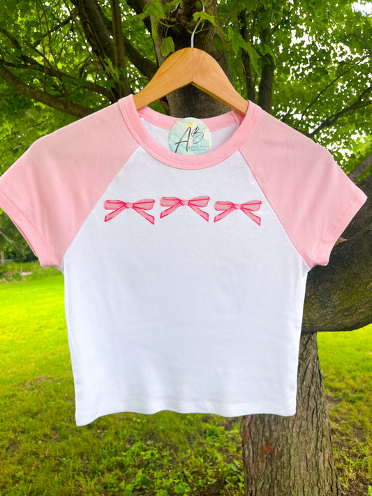 Pink bows baby tee