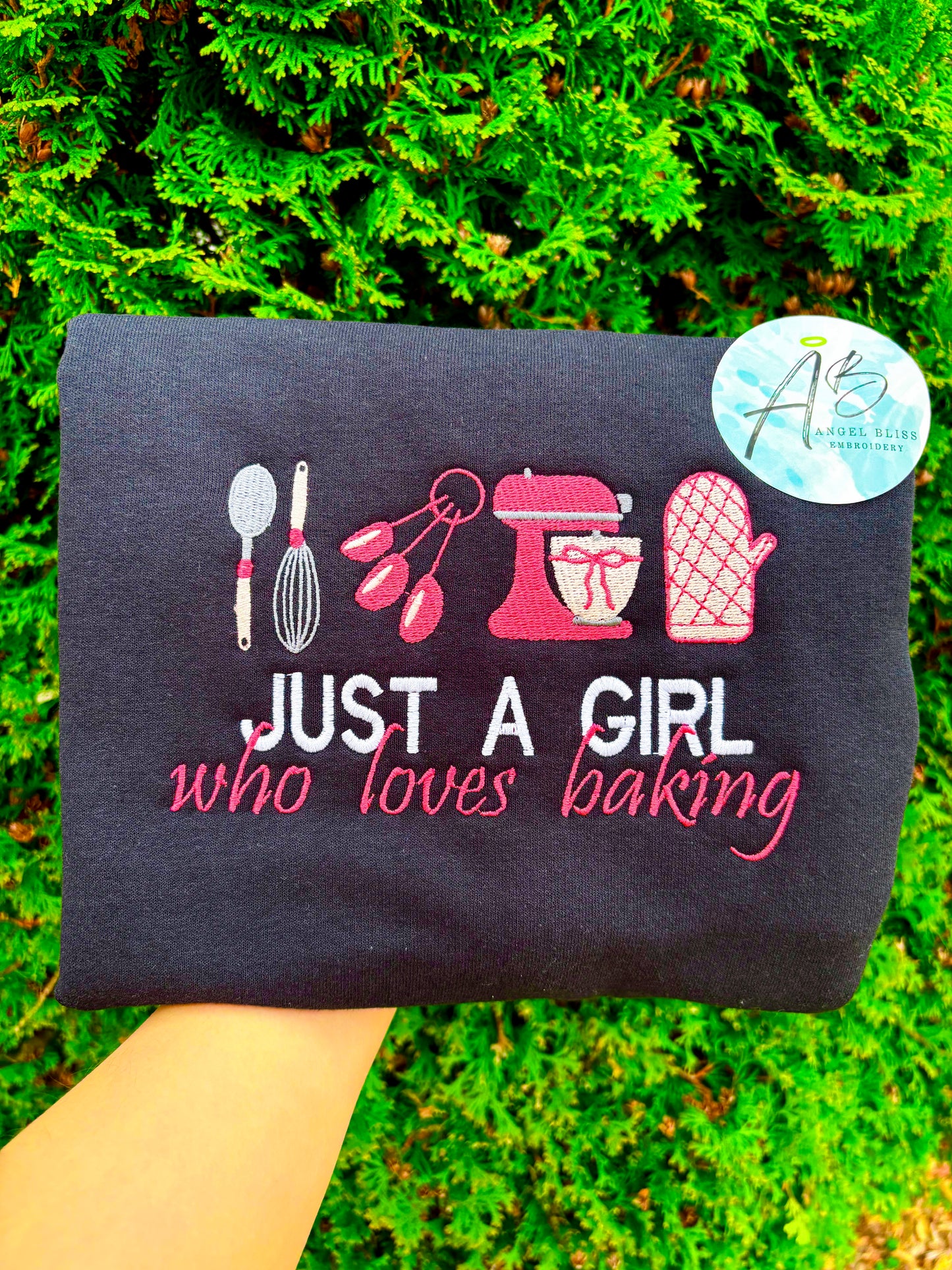 Just A Girl Who Loves Baking Embroidered Sweater