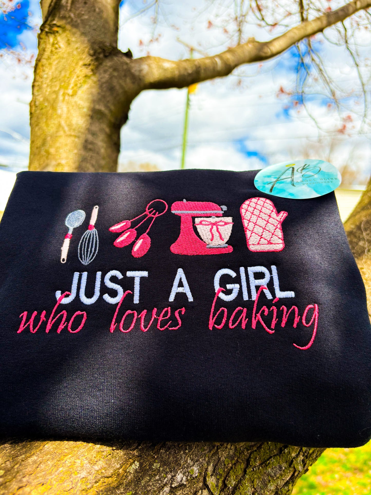 Just A Girl Who Loves Baking Embroidered Sweater