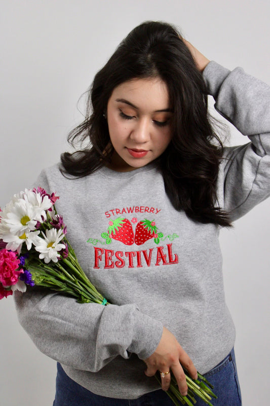 Strawberry Festival embroidered sweater