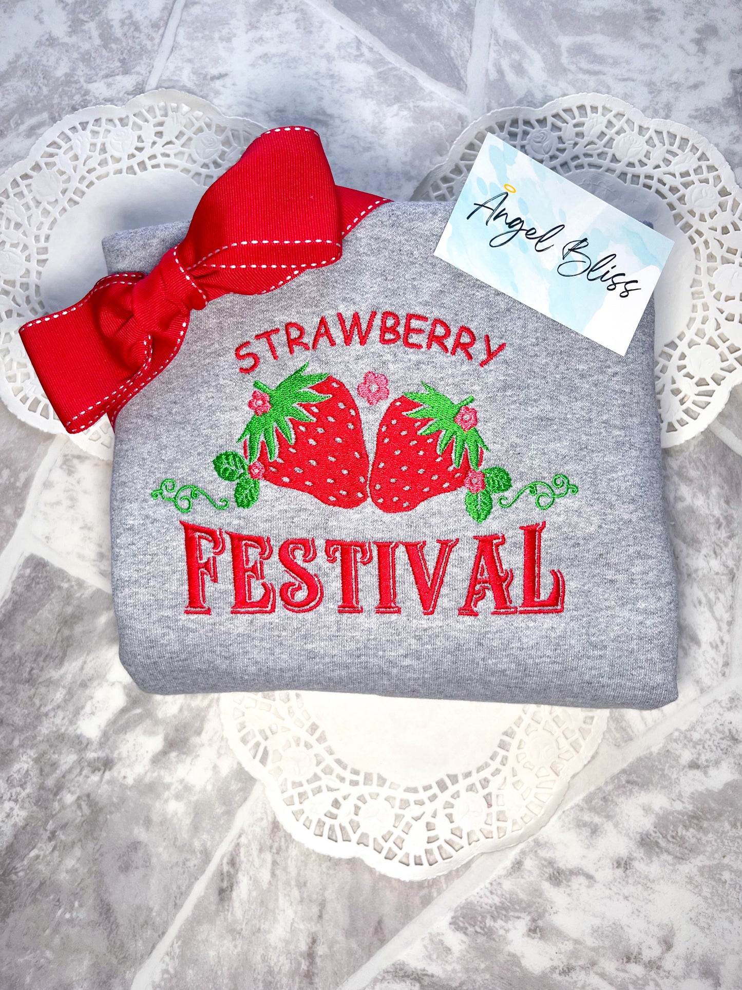 Strawberry Festival embroidered sweater