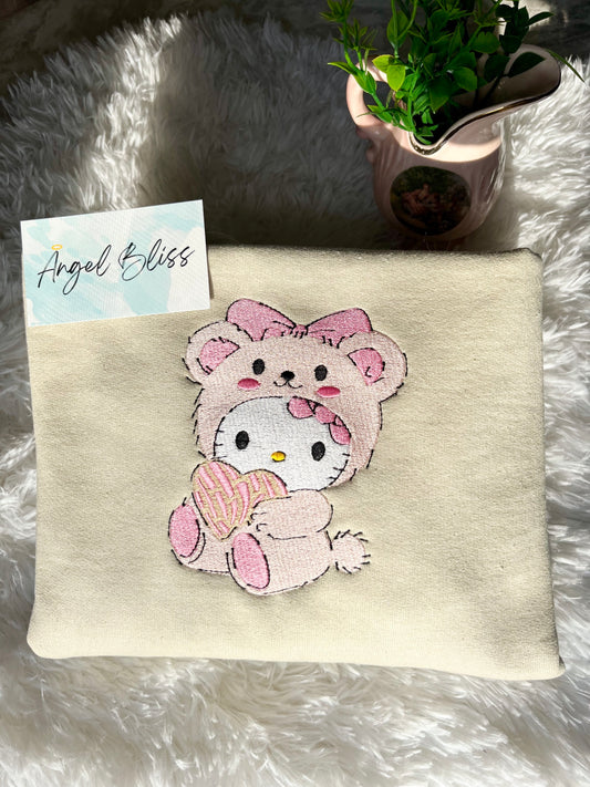 Hello Kitty Pink Teddy Bear Embroidery Design